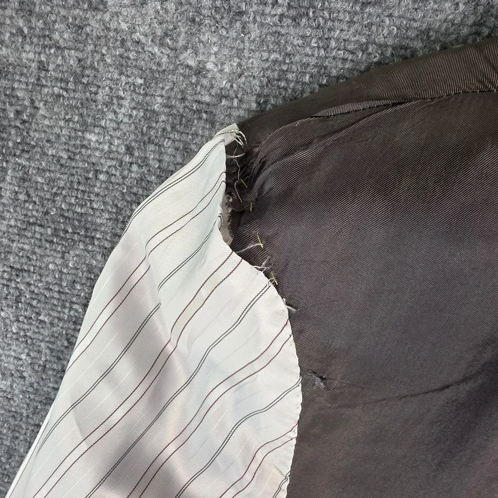 Vtg Hickey Freeman Suit Jacket Men 42‎ Grey Plaid Wool Silk Blazer Nordstrom USA